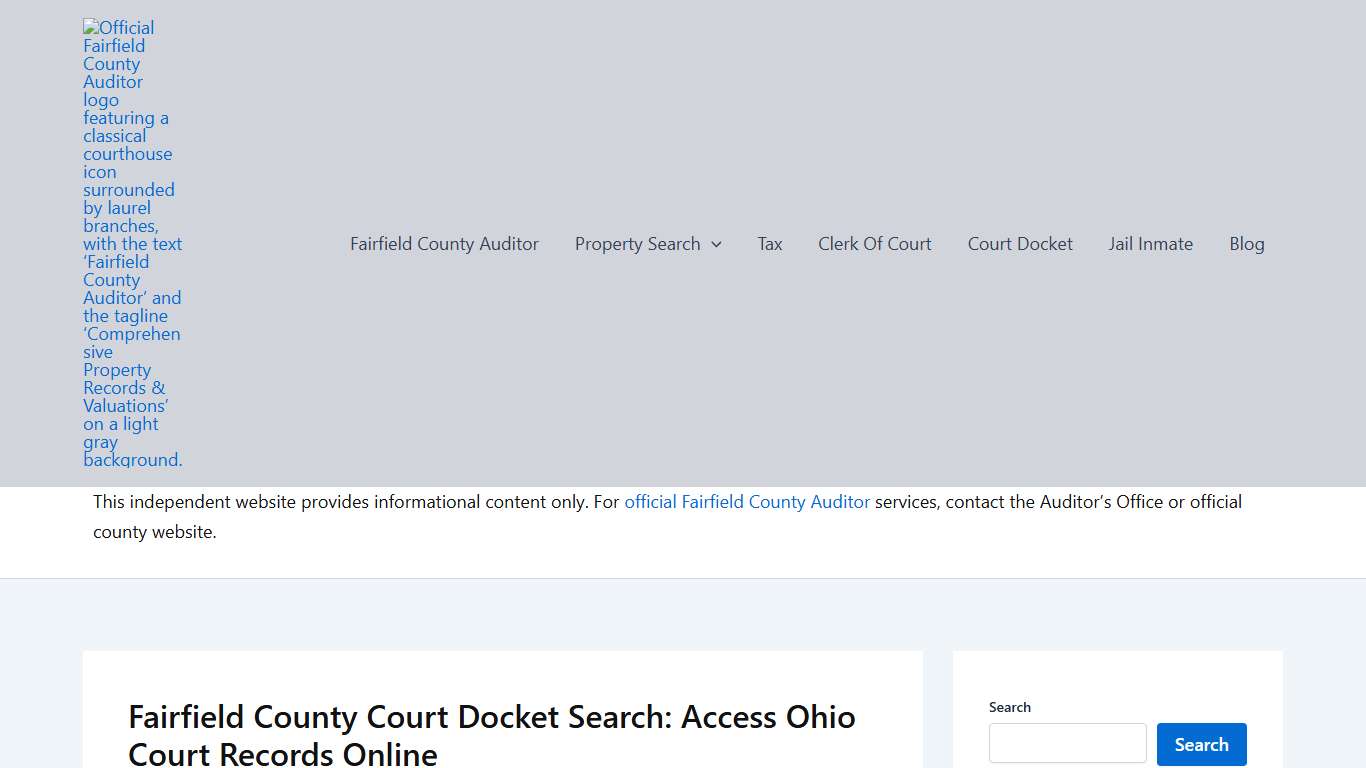 Fairfield County Court Docket Search (Ohio)